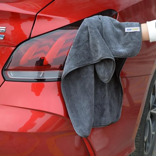 SINLAND Microfiber Drying Towels for Cars Detailing 16 x 24inch 6 Pack Grey - color: Grey, size: 16x24inch 6pack