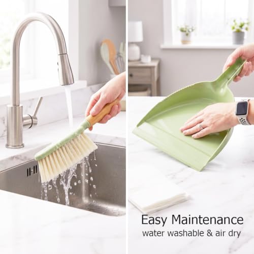 Dust Pan and Brush - Hand Broom Dustpan Set, Broom with Dustpan Como Set, Dustpan and Brush Set for Pet, Car, Dorm, Comping (Green) - color: Green