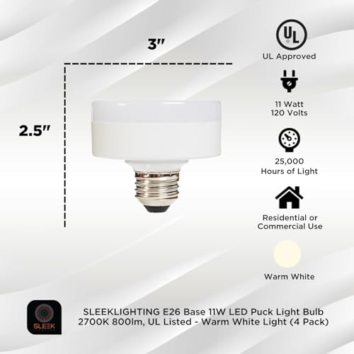 E26 Base 11W LED Puck Light Bulb 2700K Warm White - color: 2700k