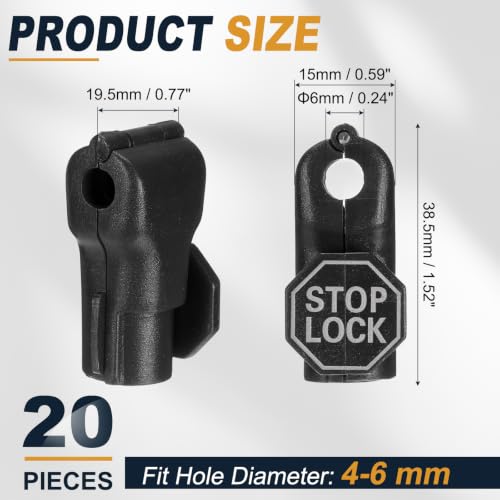 uxcell Pegboard Hook Stop Locks, 6mm Black Display Hook Locks 20Pcs - color: Black, size: 6mm