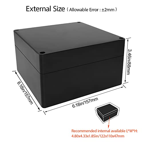 LeMotech Electrical Box ABS Plastic Project Box IP65 Waterproof Junction Box Project Case Universal Enclosure for Electronics Black 6.1x 6.1x 3.4 inch(160x160x90mm)(Pack of 1 - color: Black (1 pack), size: 6.1" x 6.1" x 3.4"