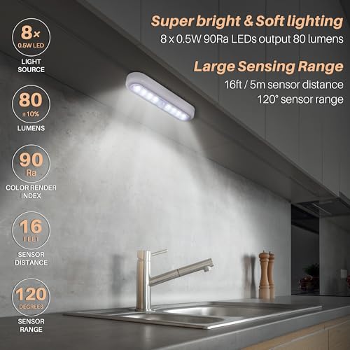 STAR-SPANGLED 7” Motion Sensor Lights Indoor AAA Battery, 3 Pack Cool White - color: Cool White, size: 7 inch, Motion Sensor (3 Pack)