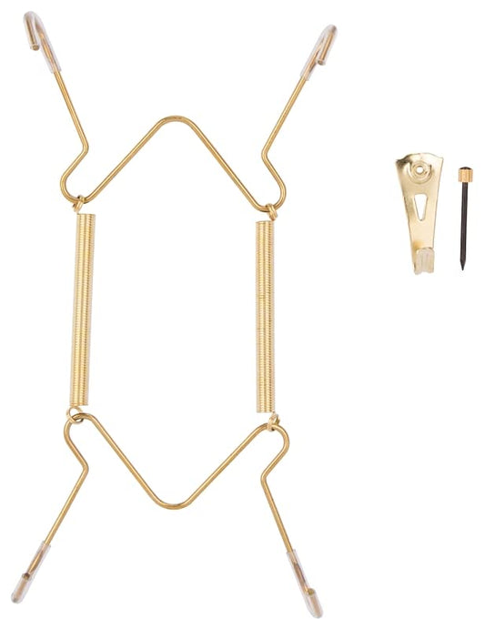 Rocky Mountain Goods Plate Hanger for Wall and Mounting Hardware - Fits Decorative Plates and Platters - Heavy Duty Polished Brass - Non Scratch Hooks - Includes Wall Mount Kit (5" - 8") - size: 5" - 8"