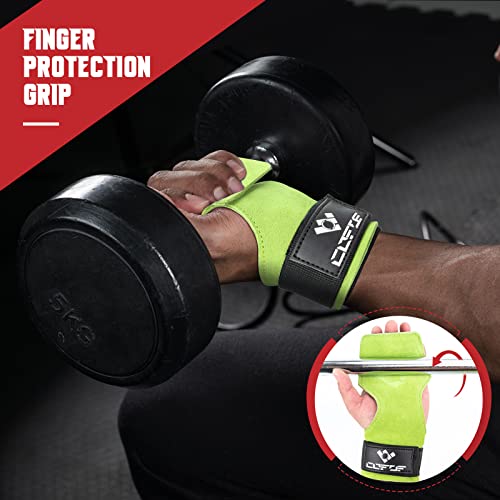 Weight Lifting Wrist Strap, Double-Layer Leather for Deadlift Powerlifting - color: Green