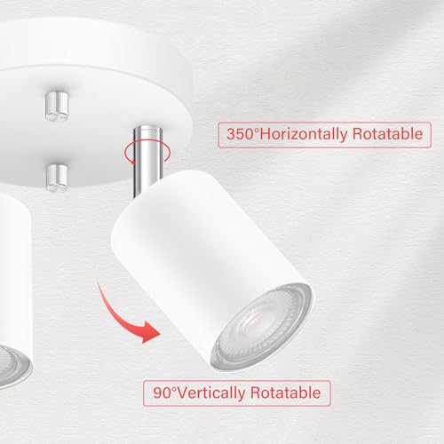 AUQUEE LED 2 Light Track Lighting Kit, LED Track Lighting Fixtures, White Round Ceiling Spot Lighting, Flexibly Rotatable Light Head for Kitchen, Living Room, Bedroom, GU10 Bulb Not Included - color: 2 Light-White