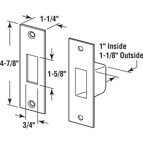 Prime-Line U 95395 Box Armored Security Strike, 4-7/8 inch Height x 1-1/4 inch Width, with Fasteners, Satin Nickel (Single Pack) - color: Satin Nickel