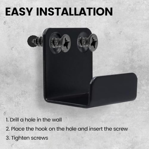 Coshar 10Pcs Wall Mount Bracket Hook Fastener, Stainless Steel J Clamp Hook - size: 21mm Inner Width(Black)
