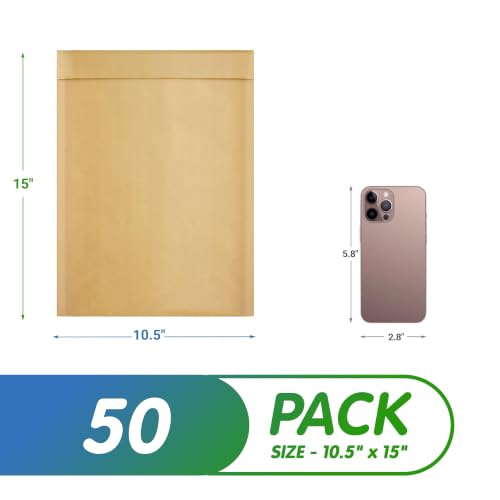 Kraft Bubble Mailers 10.5 x 15 Inch Natural Brown, Padded Envelopes Self Seal, Pack of 50, Bubble Lined Kraft Paper Mailing Envelopes for Shipping - color: Brown, size: 10.5" x 15" / 50 Pack