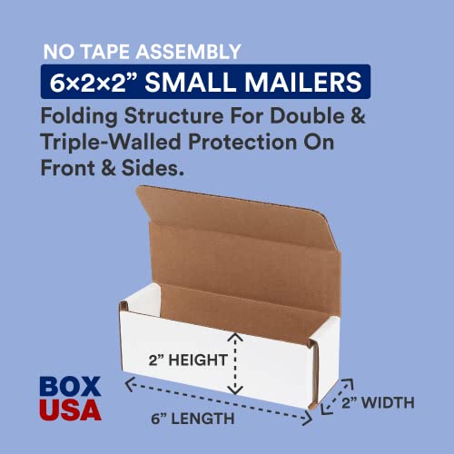 BOX USA Shipping Boxes Small 6"L x 2"W x 2"H, 50-Pack | Corrugated Cardboard Box Mailer for Packing, Moving and Storage 622 - size: 6x2x2