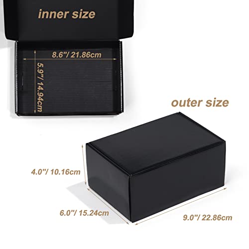 ZBEIVAN 9x6x4 Black Small Shipping Boxes, 20 Packs Corrugated Cardboard Mailer Boxes for Packaging Small Business Mailing Gifts Wrap Boxes with Lids - color: black, size: 9x6x4