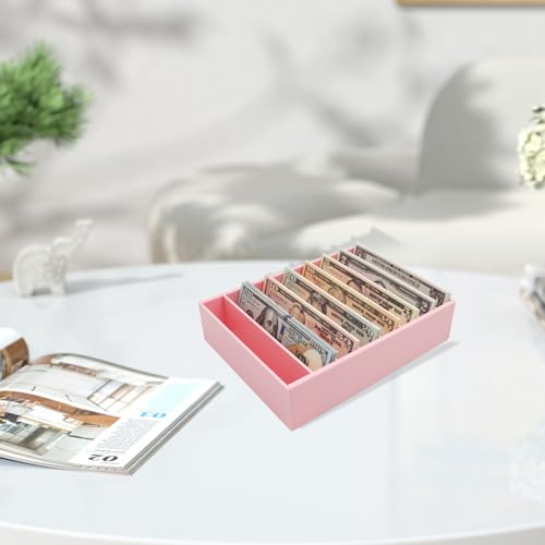 Money Organizer for Cash, 8 Compartment Pink Acrylic Money Holder, Cash Tray, Cash Box, Cash Organizer for Bills - color: Pink