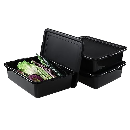 Taysisiter 13 L Commercial Bus Tub with Lid, Restaurant Bus Bin, 3 Packs