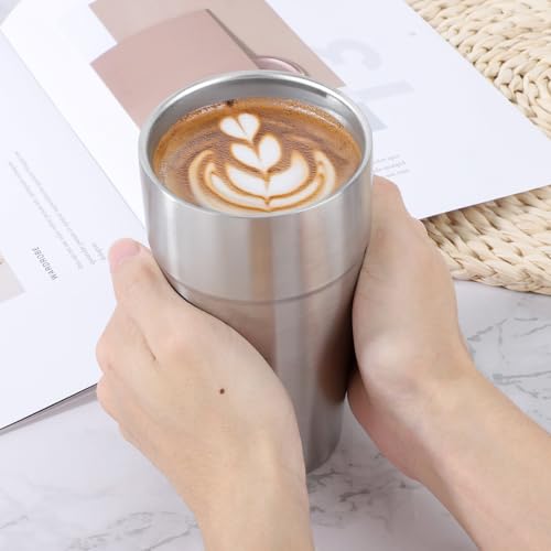 Beasea Stainless Steel Cups 19 oz, 4 Pack Large 18.6oz 550ml Stackable Stainless Steel Tumbler Double Wall Insulated Individual Metal Pint Glasses Tin Drinking Cups for Home Party Camping - color: General, style: 18.6oz 4pcs