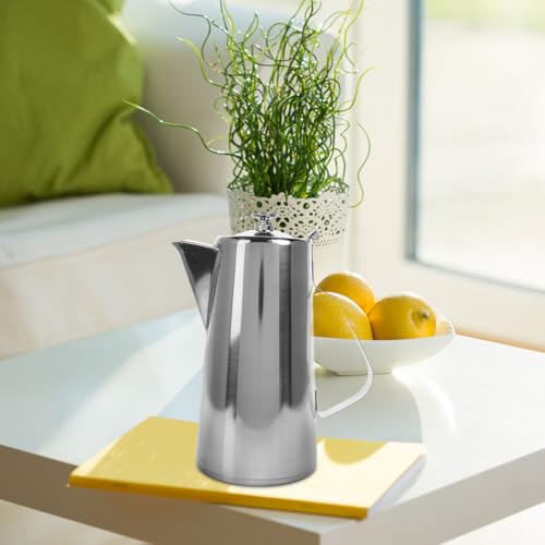 VOSAREA Stainless Steel Water Pitcher with Lid 2L Large Capacity Milk Frothing Jug with Handle for Hot Cold Water Iced Tea Metal Carafe Serving in Home Restaurant Office