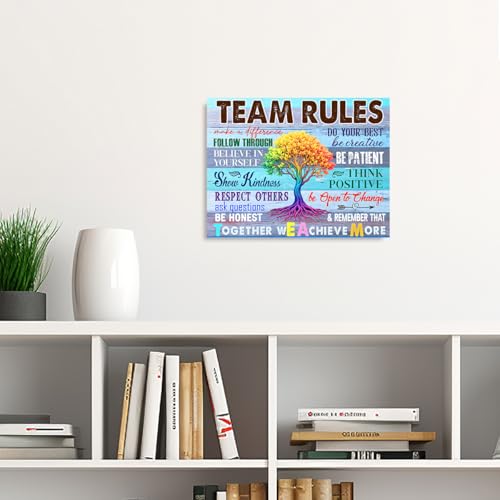 YEOION Team Rules Wall Art Canvas Framed,Motivational Office Wall Decor - color: Team Rules