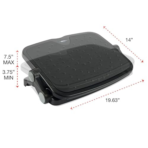 Alera ALE Soft Cushioned Ergonomic Footrest, 14w x 19 5/8d x 3 3/4 to 7 1/2h, Black