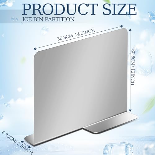 12"H Ice Bin Partition, Stainless Steel Divider 14.5"L x 5"d
