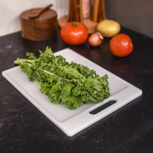 Dexas NSF Polysafe Cutting Board with Handle, 8.5 by 11 inches, White - size: 8.5"L x 11"W, style: Flat