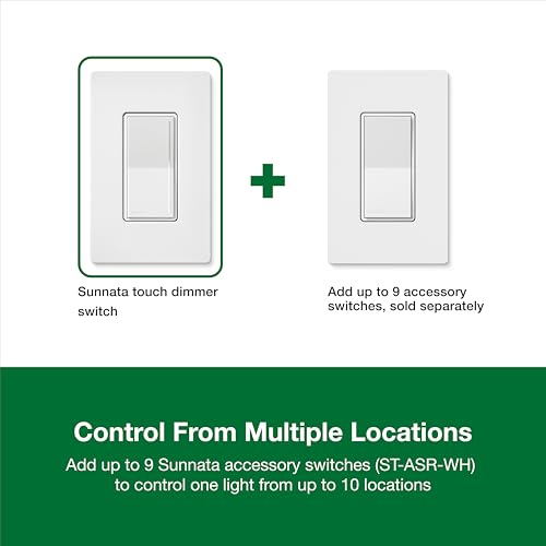 Lutron Sunnata LED+ Dimmer & Wallplate, Touch Dimmer, Single Pole/3-way - color: White, size: 1 Pack, style: LED+ Dimmer