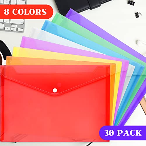 Visen 50Pcs Plastic Envelopes,File Folders,A4 Letter Size,8 Assorted Color
