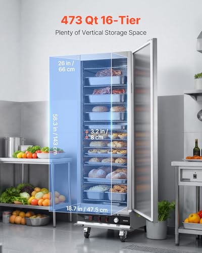 VEVOR Commercial Electric Food Warmer 16 Tier Stainless Steel Single-Door - size: 16 Tier