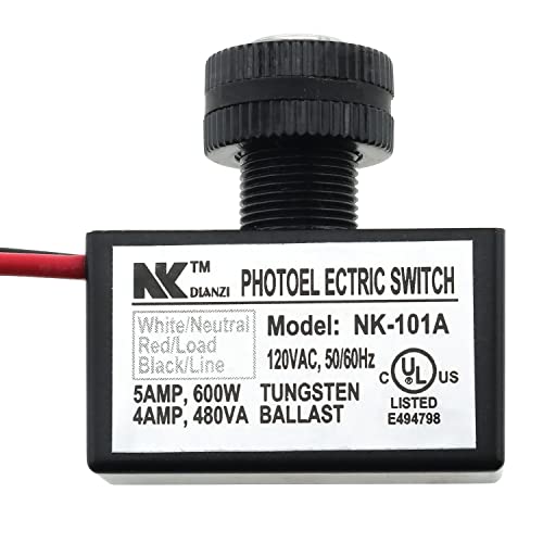 E-outstanding Outdoor Hard-Wired Post Eye Light Control, 120V AC Light Photocell Sensor Control, Automatic On/Off Photoelectric Switch for Lighting Fixtures, NK-101A