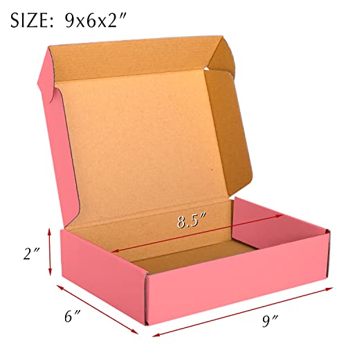 Pink Cardboard Corrugated Boxes - 9x6x2, 30 Pack Shipping & Mailing Boxes - color: Pink, size: 9 x 6 x 2