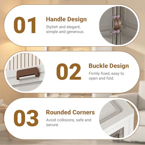 5‑Pack Foldable Stackable Storage Boxes, 356.6 QT Organizer Container with Magnetic Doors & Wheels for Home, Garage, Office (23.62" W x 14.02" D x 66.93" H) - size: 5PACK-23.62"W14.02"D66.93"H