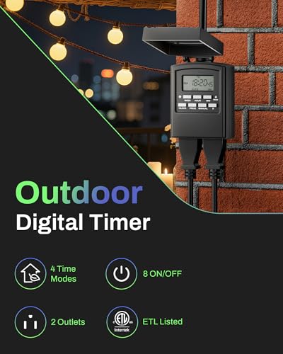 BN-LINK Outdoor 7-Day Programmable Timer Outlet, 2 Outlets - size: With-Lid