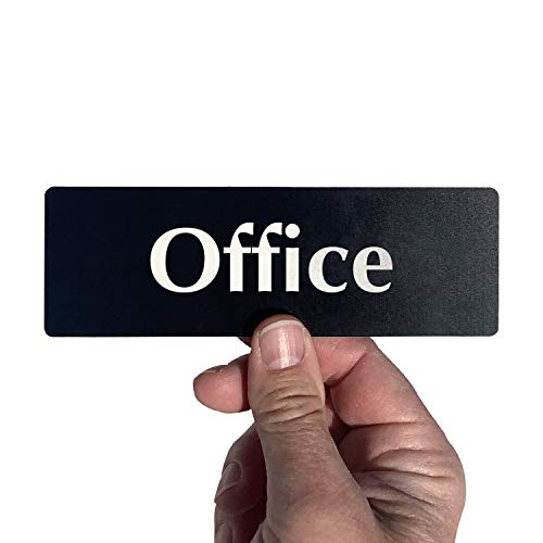 SmartSign Office Sign for Door or Wall, Easy Installation | 2" x 6" Black Diamond Plate Anodized Aluminum with Back Adhesive Tape, Made in USA - color: Office