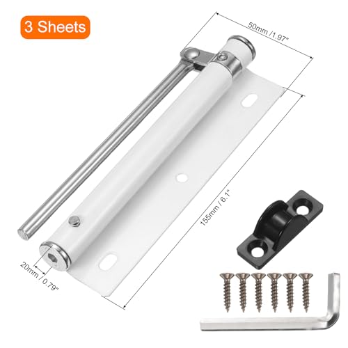 uxcell 3 Pcs 155mm/6.1" Spring Door Closer, Stainless Steel Automatic Door Closers with Adjustable Closing Speed for Home Self-Closing 5kg Door, White - color: White, size: 155mm