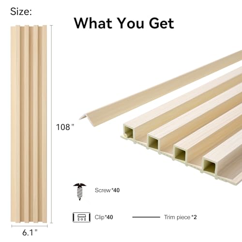 Slat Wall Panel 8-Pack, 108โโx6.1โโ, Natural Wood - size: 108โโx6.1โโ-Natural Wood