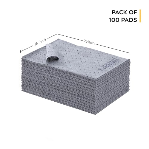 (6 Box of 100 Pads) Universal Absorbent Pads 15" x 20" - Heavyweight Absorbs Up to 36 oz per pad - 3mm Absorbent Mat, Dimpled Industrial Sorbent Pads for Oil - Gray - color: 100 Pads - Heavyweight, size: 6