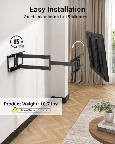 BONTEC Corner TV Wall Mount with Extra Long 40.9” Extension Arm,Tilt Swivel - size: for 32-75 Inch