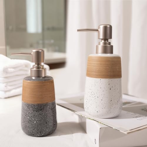 Ceramic Hand Soap Dispenser, 15 Oz Liquid Soap Dispenser for Bathroom Countertop Dish Soap Dispenser for Kitchen Sink, Bathroom Lotion Bottle Dispensers Farmhouse Kitchen Decor, White - size: 1 x 15 Oz White Soap Dispenser