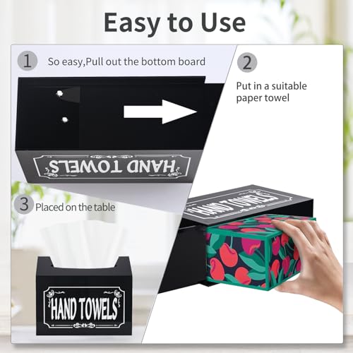 Acrylic Hand Towel Box Cover Compatible with Kleenex Disposable Hand Towels,Wall-Mounted Paper Towel Dispenser for Bathroom, Tabletop, Office, Car - color: Acylic-black