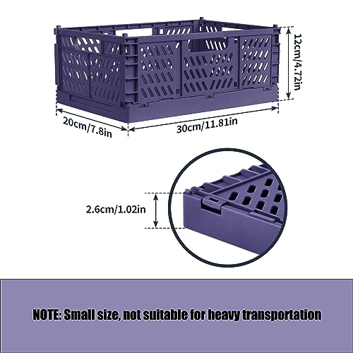 2 Pack Stackable Storage Crates, Plastic Foldable Baskets Small Blue - color: Blue, size: Small: 11.8" x 7.8" x 4.7"