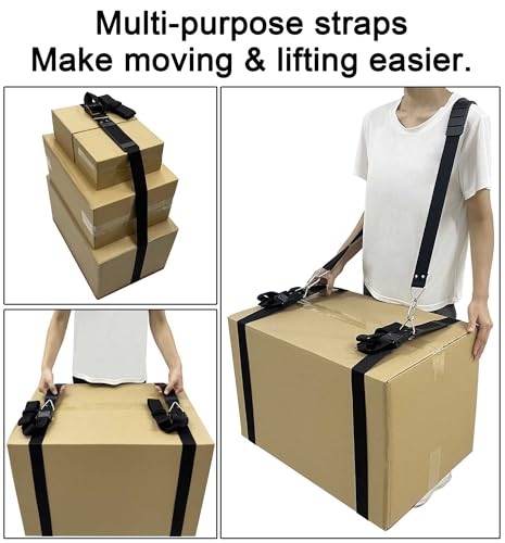 Shoulder Moving Straps with Cargo Tie Down Straps - Move, Lift, Carry, Lash and Secure Heavy Objects, Furniture, Appliances - 1 Person - color: 1 Person Moving Straps
