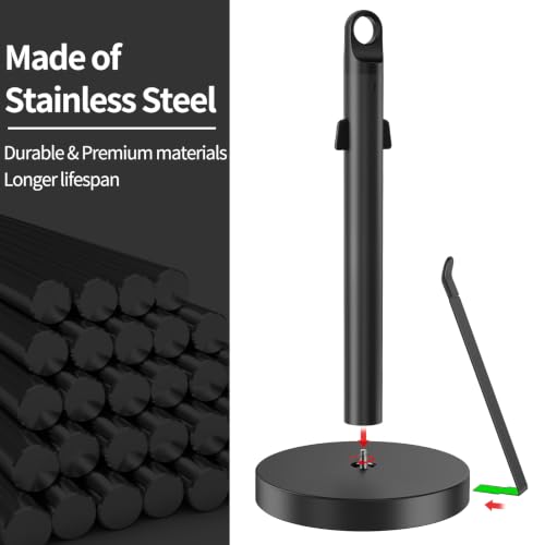 Jesginboo Countertop Paper Towel Holder with Tension Arm, Black - color: Black