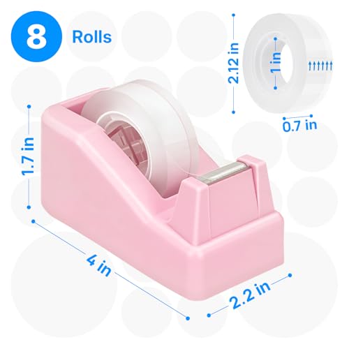 OWLKELA Lightweight Desktop Tape Dispenser, Pink, 1 Pack - color: Pink, size: 1 Pcs