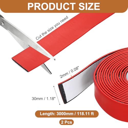 2PCS Smoke Fire Seal Strip 9.8Ft 30mm/1.18" Wx 2mm/0.08" T Red