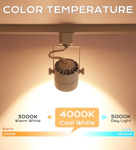 CLOUDY BAY 8W 4000K Cool White Dimmable LED Track Light Head,CRI90+ True Color Rendering Adjustable Tilt Angle Track Lighting Fixture,40° Angle for Accent Retail,White Finish,Halo Type- Pack of 6 - color: 4000k Cool White | 6 Pack