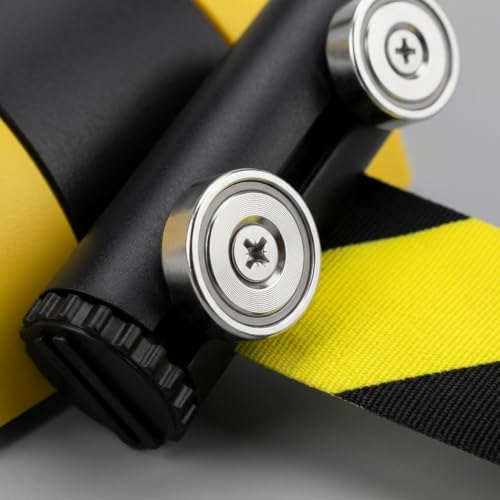 QWORK 2 Pack Magnetic Wall Mount Retractable Belt Barrier 15ft Yellow ABS Case – Heavy Duty Safety Line for Warehouse Aisles, Loading Bays & Hallways – Retractable Crowd Control Barrier