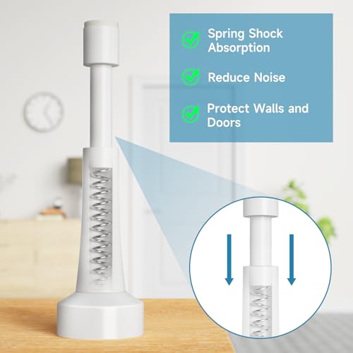 Spring Door Stoppers for Wall - 4.33 Inch Door Stop for Bottom of Door - color: White
