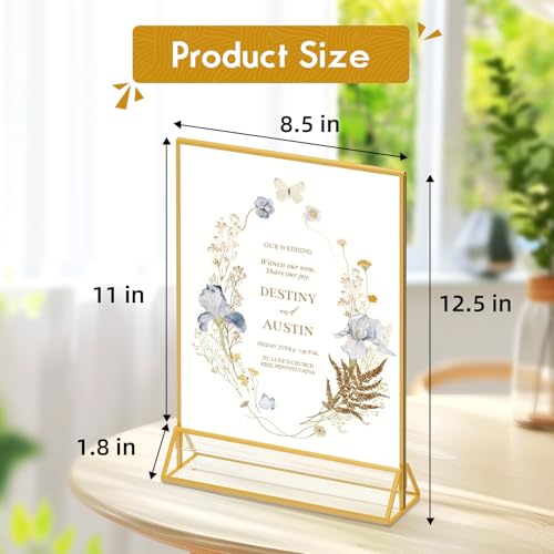 8.5x11 Picture Frame Gold Acrylic Sign Holder for Wedding Table Numbers - color: 8.5X11-Gold-3 Pack