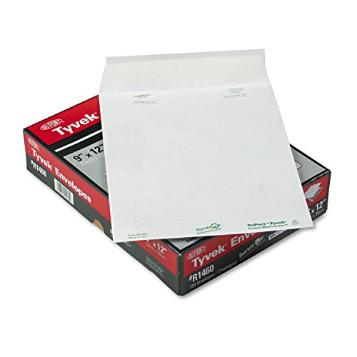 Survivor R1460 Tyvek Open-End Envelope, Plain, 9-Inch x12-Inch, 100/BX, White