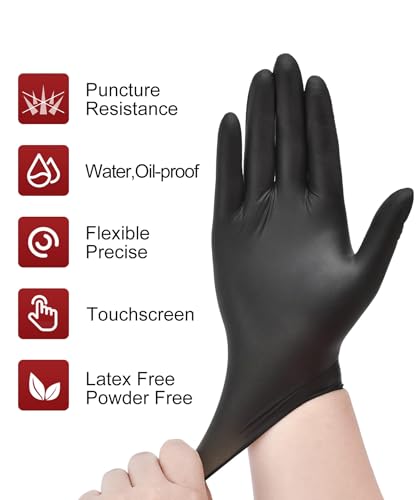 NEOTRIL 6 Mil Heavy Duty Black Nitrile Disposable Gloves, Latex Powder-Free, Textured Rubber Gloves for Cooking Mechanic - color: Black (Box of 1000), size: X-Large