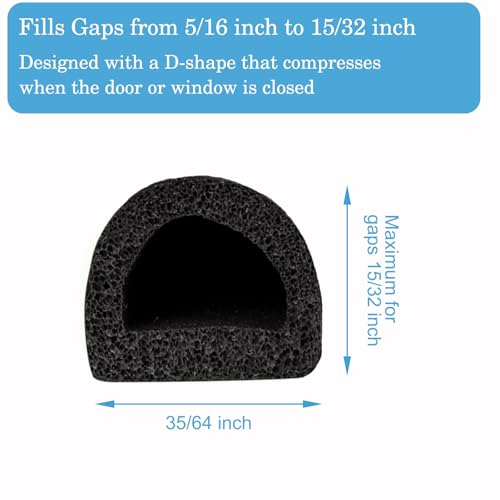 19.7Feet Rubber Weather Stripping Door Seal, Self-Adhesive Seals for Window Gap, Soundproofing, Insulation Strip, Door Sealers for Door Frame (Black) - color: Black