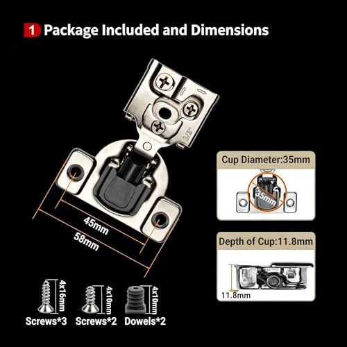 10 Pcs 3/8" Overlay Soft Close Cabinet Hinges 105° 3D Adjustable - size: 3/8 Inch