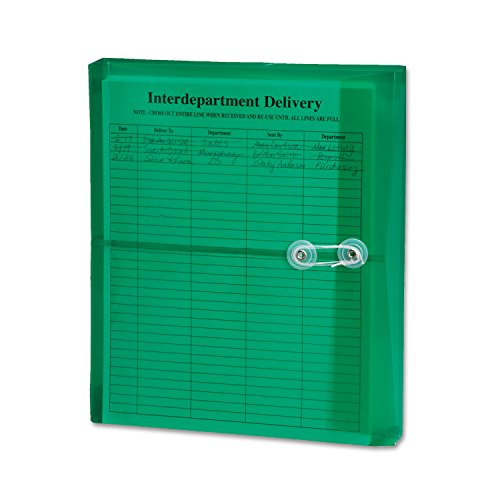 Smead Poly Envelope, 1-1/4" Expansion, String-Tie Closure, Side Load, Letter Size, Green, 5 per Pack (89523) - color: Green, size: 9-3/4 x 11-5/8 Inches (5-Pack)